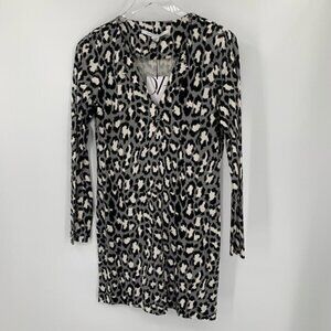 DVF Diane von Furstenberg Reina Spotted cat gray tunic dress silk leopard new 8